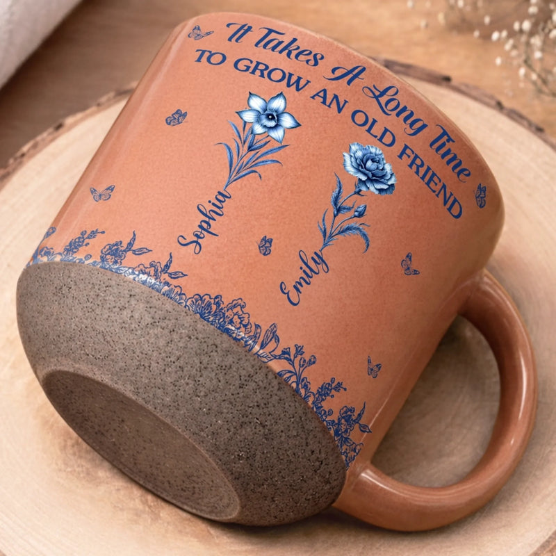 Custom Pottery Mug - Personalized Birthday Gifts For Women, Besties, Sisters, BFF - Friends Make Life Bloom