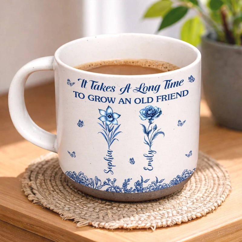 Custom Pottery Mug - Personalized Birthday Gifts For Women, Besties, Sisters, BFF - Friends Make Life Bloom
