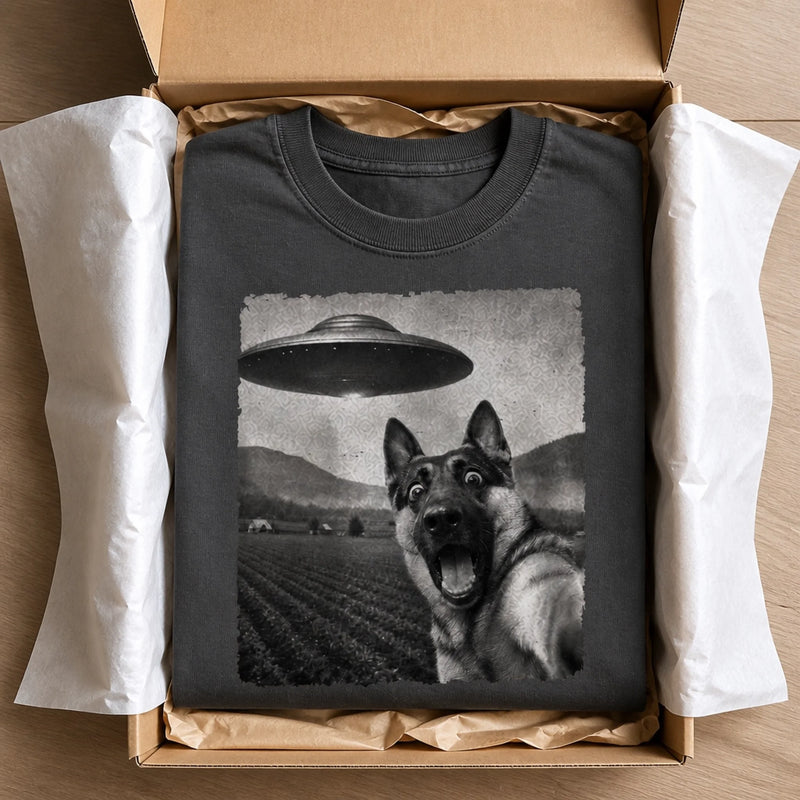 Custom Photo Funny Comfort T-Shirt - Personalized Birthday Gifts For Dog Cat Lovers, Dog Dad And Mom, Cat Owners - UFO Pet Encounter