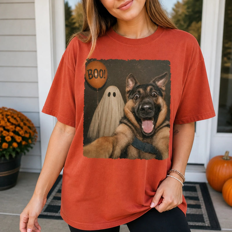 Custom Photo Funny Comfort T-Shirt - Personalized Halloween Birthday Gifts For Dog Cat Lovers, Dog Dad And Mom, Cat Owners - My Pet Says Boo