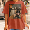 Custom Photo Funny Comfort T-Shirt - Personalized Halloween Birthday Gifts For Dog Cat Lovers, Dog Dad And Mom, Cat Owners - My Pet Says Boo