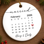 Custom Photo First Christmas Double-Sided Ceramic Ornament - Personalized Anniversary Christmas Wedding Gifts For Husband And Wife, Him And Her - Keepsake Of Love