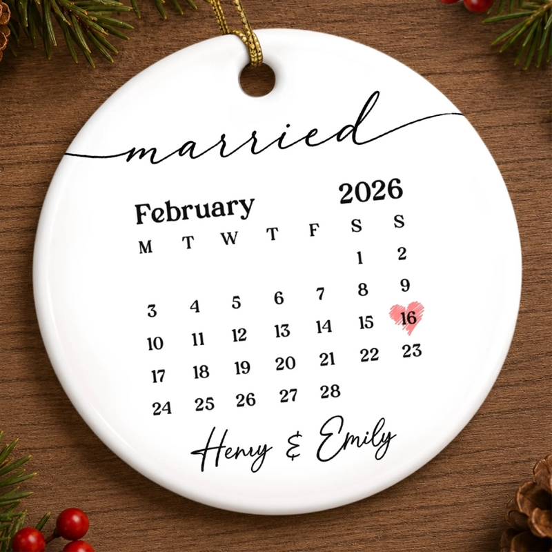 Custom Photo First Christmas Double-Sided Ceramic Ornament - Personalized Anniversary Christmas Wedding Gifts For Husband And Wife, Him And Her - Keepsake Of Love