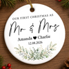 Custom Photo First Christmas Double-Sided Ceramic Ornament - Personalized Anniversary Christmas Wedding Gifts For Husband And Wife, Him And Her - Engaged, Married, Loved