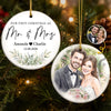 Custom Photo First Christmas Double-Sided Ceramic Ornament - Personalized Anniversary Christmas Wedding Gifts For Husband And Wife, Him And Her - Engaged, Married, Loved