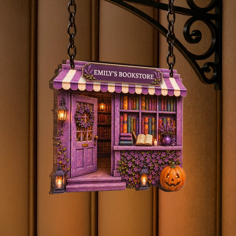 Custom Halloween Reading Ghost Shelf Decor - Personalized Bookish Gifts For Book Lovers, Bookworms, Readers - Lost In Cozy Spooky Stories
