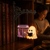 Custom Halloween Reading Ghost Shelf Decor - Personalized Bookish Gifts For Book Lovers, Bookworms, Readers - Lost In Cozy Spooky Stories