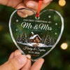 Custom First Christmas Heart Glass Ornament - Personalized Anniversary Christmas Wedding Gifts For Husband And Wife, Him And Her - Mr And Mrs Christmas
