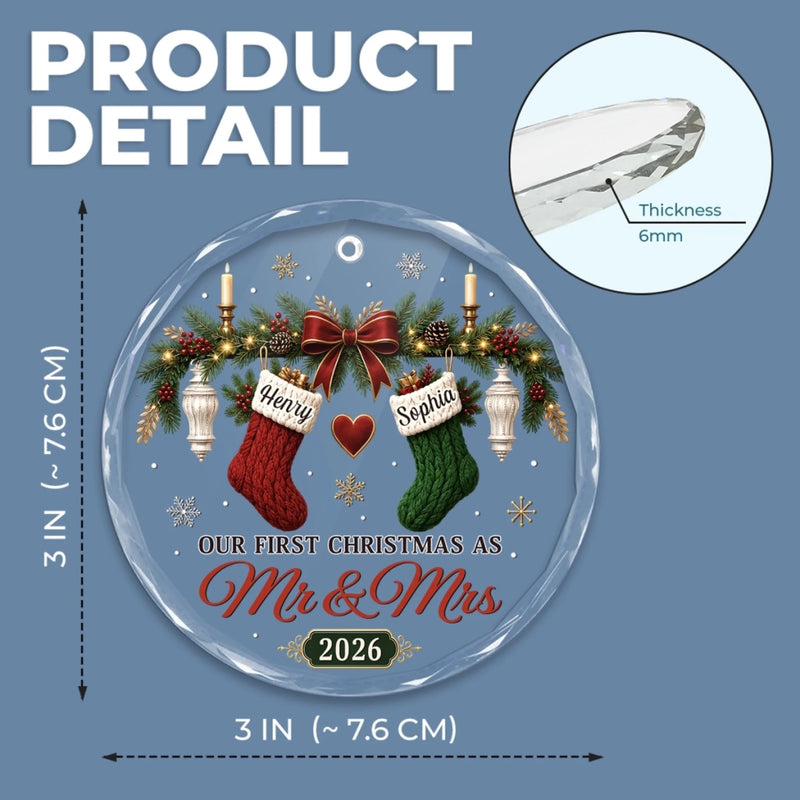 Custom First Christmas Plexiglass Ornament - Personalized Anniversary Christmas Wedding Gifts For Husband And Wife, Him And Her - Love Hanging On Tree