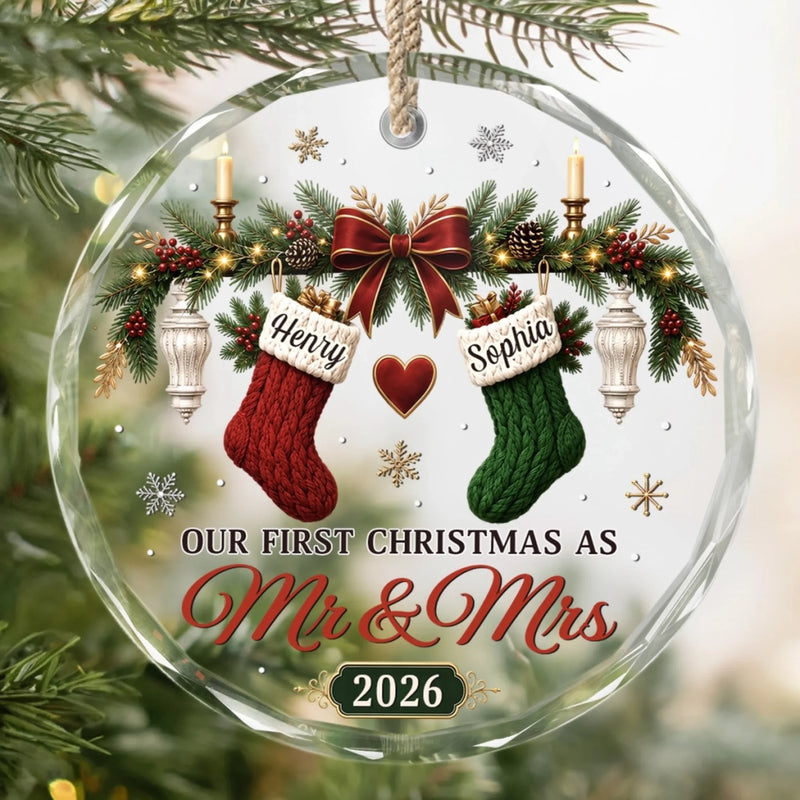 Custom First Christmas Plexiglass Ornament - Personalized Anniversary Christmas Wedding Gifts For Husband And Wife, Him And Her - Love Hanging On Tree