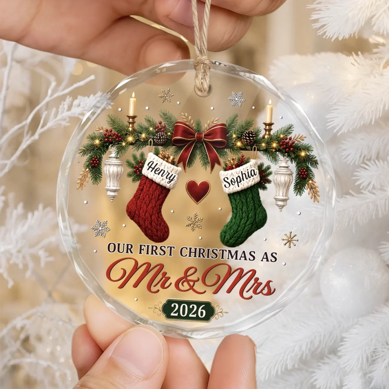 Custom First Christmas Plexiglass Ornament - Personalized Anniversary Christmas Wedding Gifts For Husband And Wife, Him And Her - Love Hanging On Tree