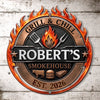 Custom BBQ Shaped Metal Sign - Personalized Grilling Gifts For BBQ Lovers, Husband, Son, Grandson, Brother, Grandpa, Dad, Yourself - Grill Master At Work Today