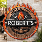 Custom BBQ Shaped Metal Sign - Personalized Grilling Gifts For BBQ Lovers, Husband, Son, Grandson, Brother, Grandpa, Dad, Yourself - Grill Master At Work Today
