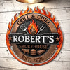 Custom BBQ Shaped Metal Sign - Personalized Grilling Gifts For BBQ Lovers, Husband, Son, Grandson, Brother, Grandpa, Dad, Yourself - Grill Master At Work Today