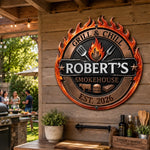 Custom BBQ Shaped Metal Sign - Personalized Grilling Gifts For BBQ Lovers, Husband, Son, Grandson, Brother, Grandpa, Dad, Yourself - Grill Master At Work Today