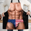 Custom Funny Patriotic Apron With Pocket - Personalized Birthday Gifts For Husband, Son, Grandson, Brother, Grandpa, Dad, Yourself - Kiss The Cook