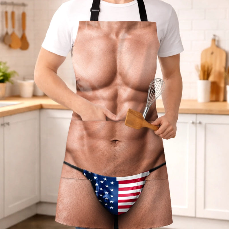 Custom Funny Patriotic Apron With Pocket - Personalized Birthday Gifts For Husband, Son, Grandson, Brother, Grandpa, Dad, Yourself - Cooking Is My Cardio