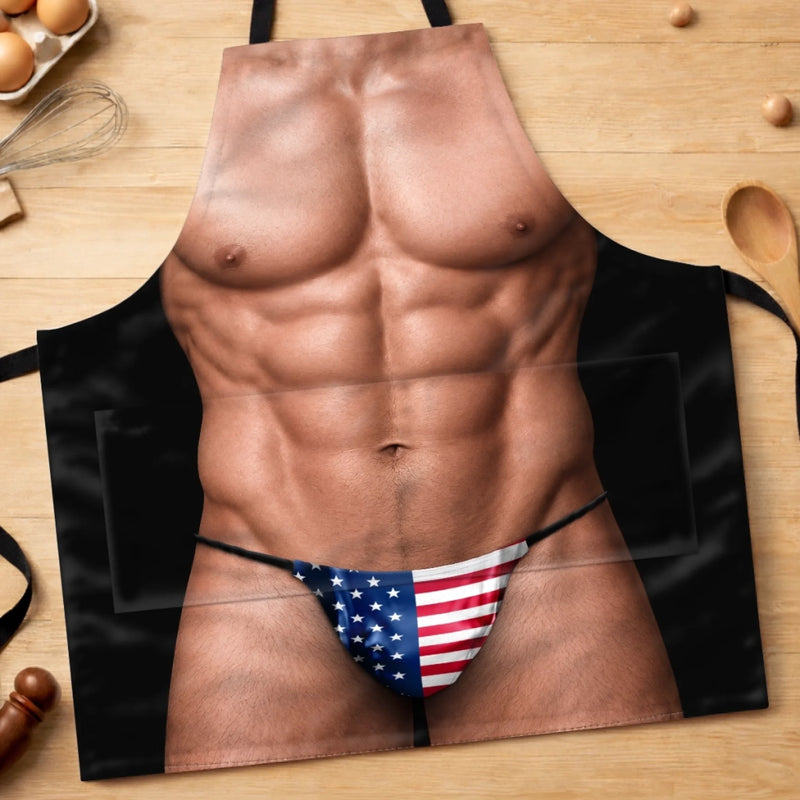 Custom Funny Patriotic Apron With Pocket - Personalized Birthday Gifts For Husband, Son, Grandson, Brother, Grandpa, Dad, Yourself - Cooking Is My Cardio