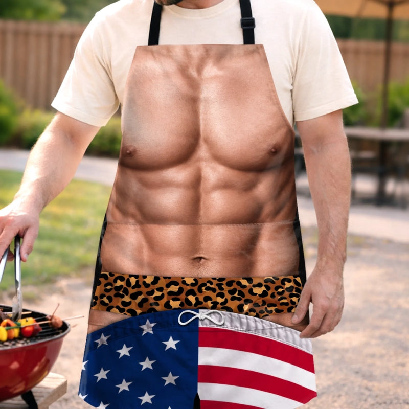 Custom Funny Patriotic Apron With Pocket - Personalized Birthday Gifts For Husband, Son, Grandson, Brother, Grandpa, Dad, Yourself - Home Of The Booty