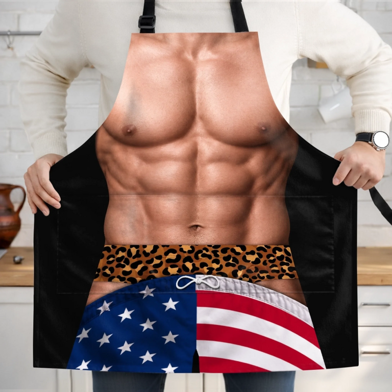 Custom Funny Patriotic Apron With Pocket - Personalized Birthday Gifts For Husband, Son, Grandson, Brother, Grandpa, Dad, Yourself - Home Of The Booty