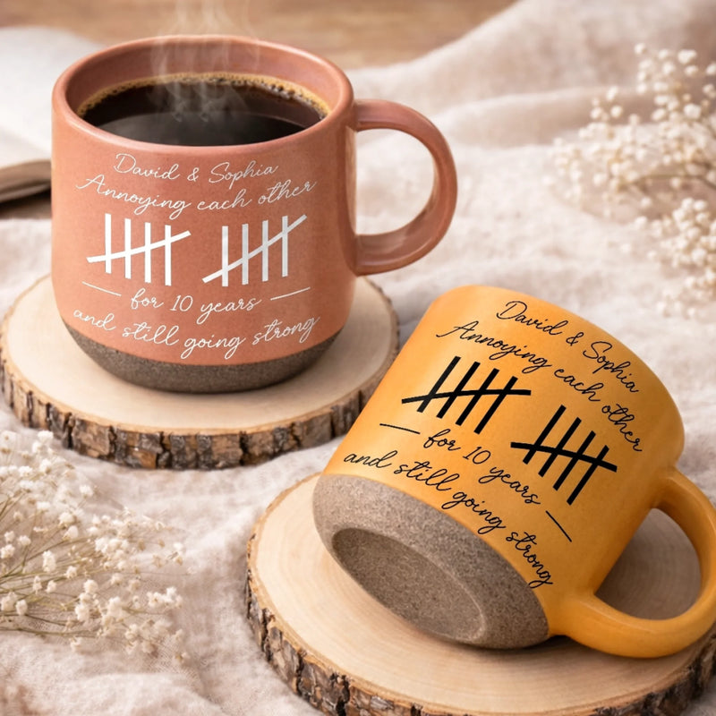 Custom Pottery Mug - Personalized Anniversary Wedding Gifts For Husband And Wife, Him And Her - Forever Annoying Together