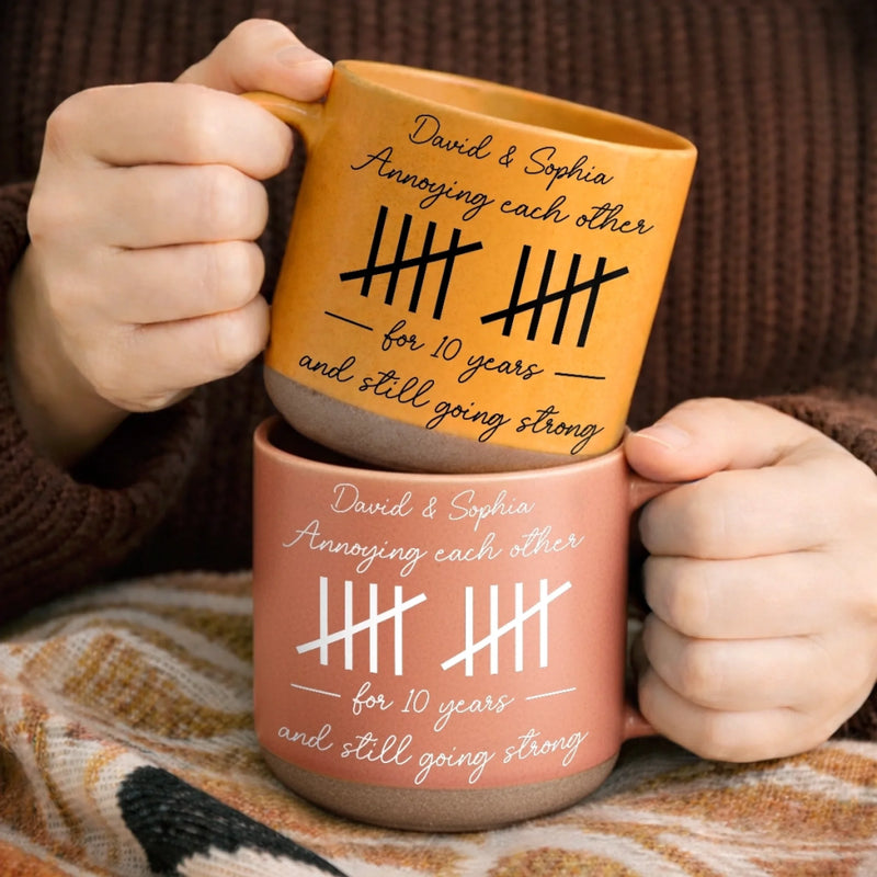 Custom Pottery Mug - Personalized Anniversary Wedding Gifts For Husband And Wife, Him And Her - Forever Annoying Together