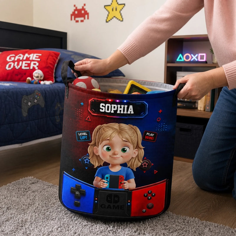 Custom Laundry Basket - Personalized Birthday Gifts For Kids - Press Start To Play