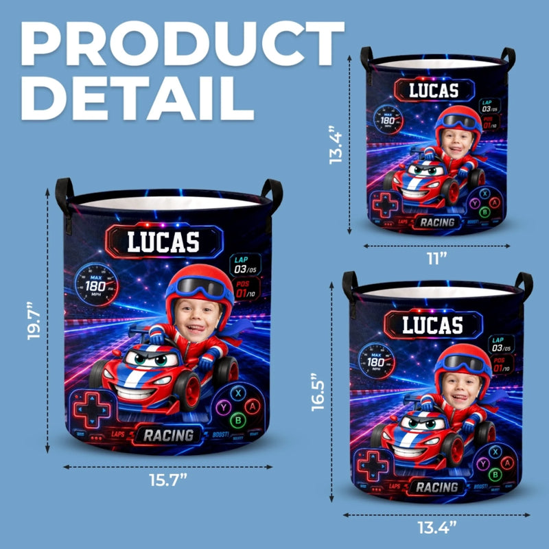 Custom Photo Laundry Basket - Personalized Birthday Gifts For Kids - Player One
