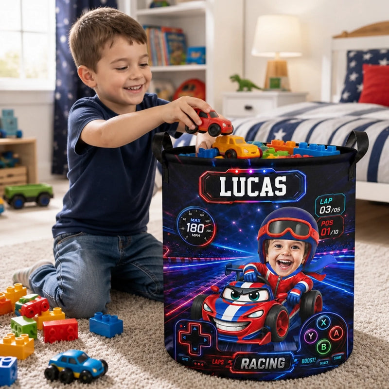 Custom Photo Laundry Basket - Personalized Birthday Gifts For Kids - Player One