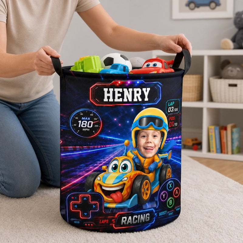 Custom Photo Laundry Basket - Personalized Birthday Gifts For Kids - Player One