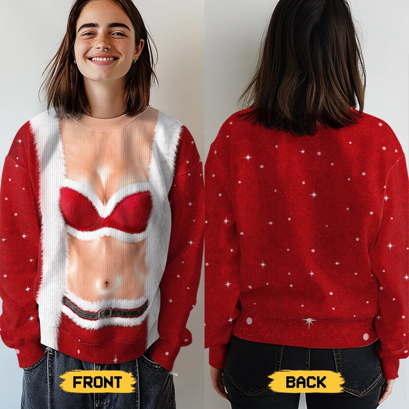 Custom Funny Ugly Sweatshirt - Personalized Christmas Birthday Gifts For Wife, Daughter, Besties, Sisters, Granddaughter, Grandma, Mom, Yourself - Naughty Or Nice