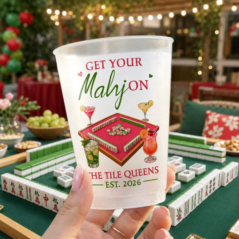 Custom Mahjong Party Cups - Personalized Birthday Gifts For Mahjong Players, Mom, Dad, Brother, Sister - Queens Of The Tiles