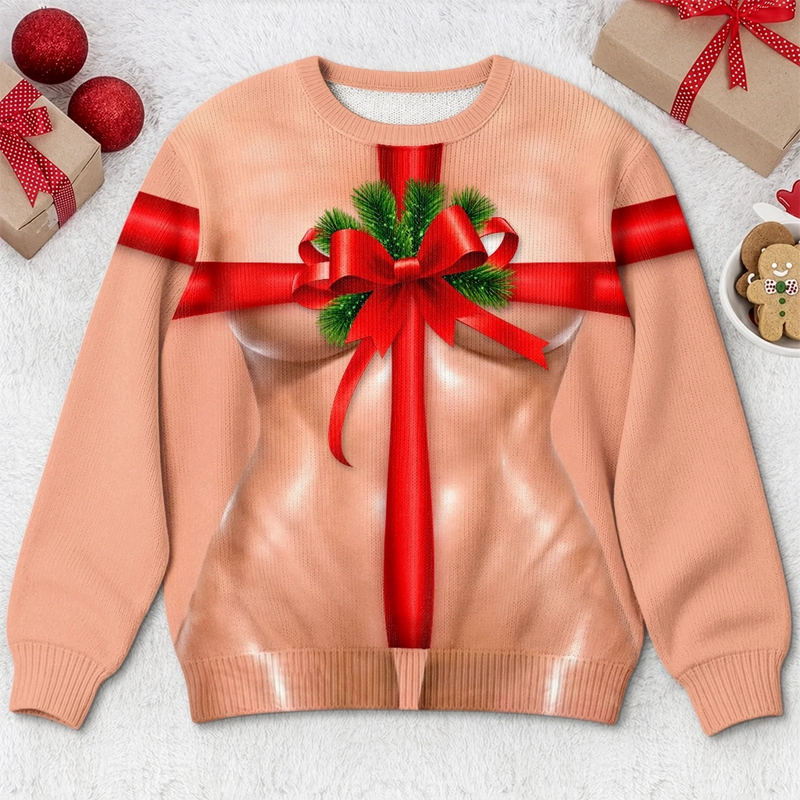 Custom Funny Ugly Sweatshirt - Personalized Christmas Birthday Gifts For Wife, Daughter, Besties, Sisters, Granddaughter, Grandma, Mom, Yourself - Your Favorite Christmas Present