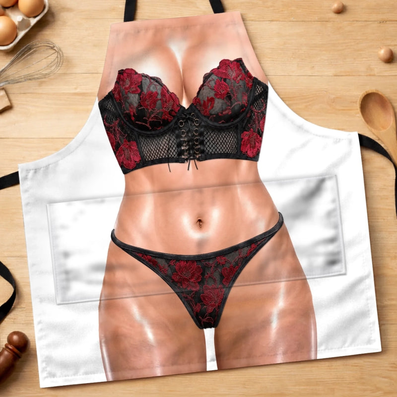 Custom Funny Apron With Pocket - Personalized Birthday Gifts For Wife, Daughter, Besties, Sisters, Granddaughter, Grandma, Mom, Yourself - Spicy Chef In Lace