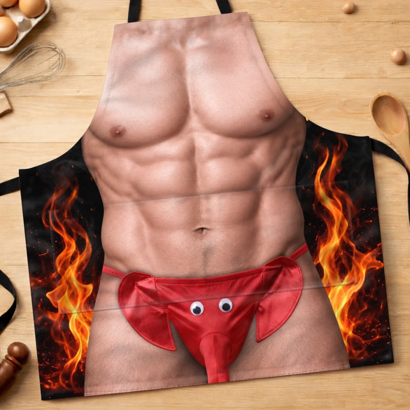 Custom Funny Apron With Pocket - Personalized Birthday Gifts For Husband, Son, Grandson, Brother, Grandpa, Dad, Yourself - Cooking Up Too Much Heat