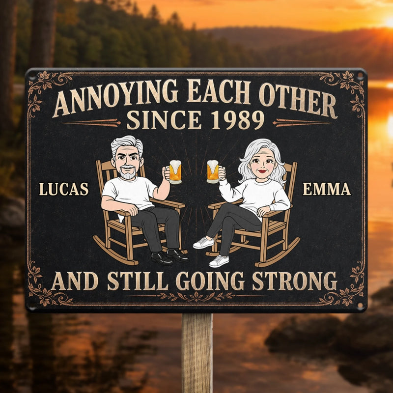 Custom Home Decor Metal Sign - Personalized  Anniversary Wedding Gifts For Husband And Wife, Him And Her - Growing Old And Strong Together