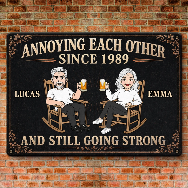 Custom Home Decor Metal Sign - Personalized  Anniversary Wedding Gifts For Husband And Wife, Him And Her - Growing Old And Strong Together