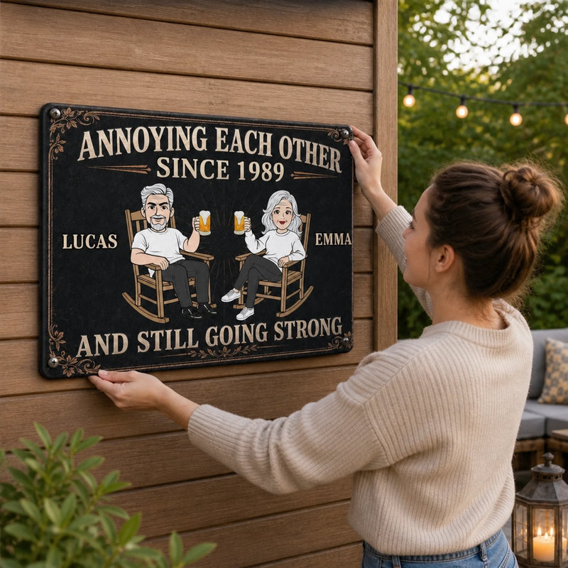 Custom Home Decor Metal Sign - Personalized  Anniversary Wedding Gifts For Husband And Wife, Him And Her - Growing Old And Strong Together
