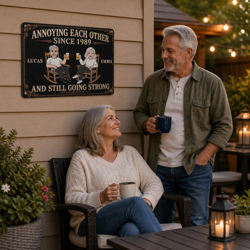 Custom Home Decor Metal Sign - Personalized  Anniversary Wedding Gifts For Husband And Wife, Him And Her - Growing Old And Strong Together