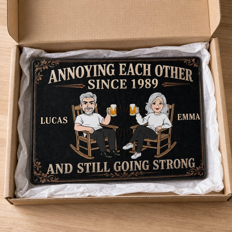 Custom Home Decor Metal Sign - Personalized  Anniversary Wedding Gifts For Husband And Wife, Him And Her - Growing Old And Strong Together