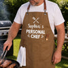 Custom Canvas Apron - Personalized Birthday Gifts For Husband, Son, Grandson, Brother, Grandpa, Dad, Yourself - Powered By Smoke And Fire