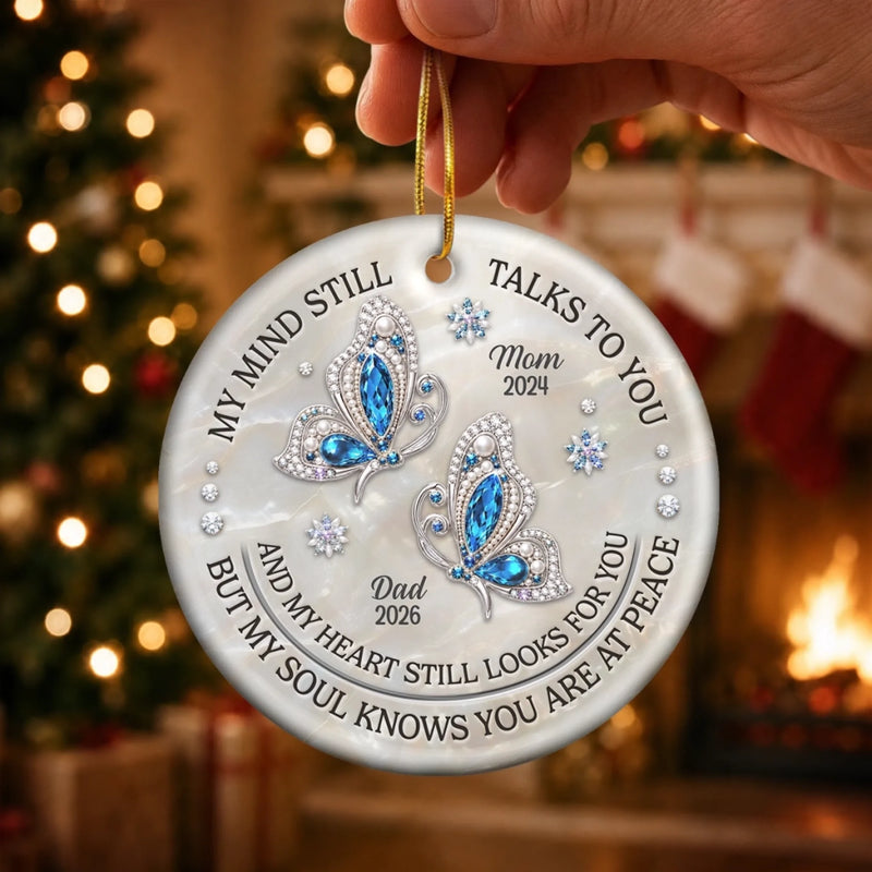 Custom Ceramic Ornament - Personalized Christmas Memorial Sympathy Gifts For Loss Of Mom, Dad - Gone But Never Forgotten