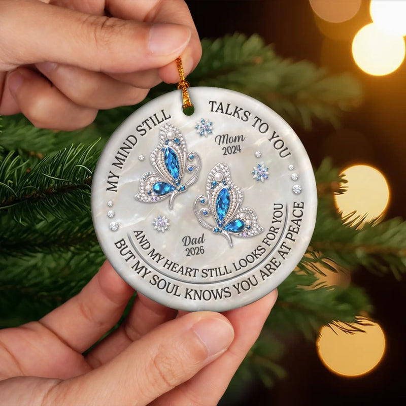 Custom Ceramic Ornament - Personalized Christmas Memorial Sympathy Gifts For Loss Of Mom, Dad - Gone But Never Forgotten