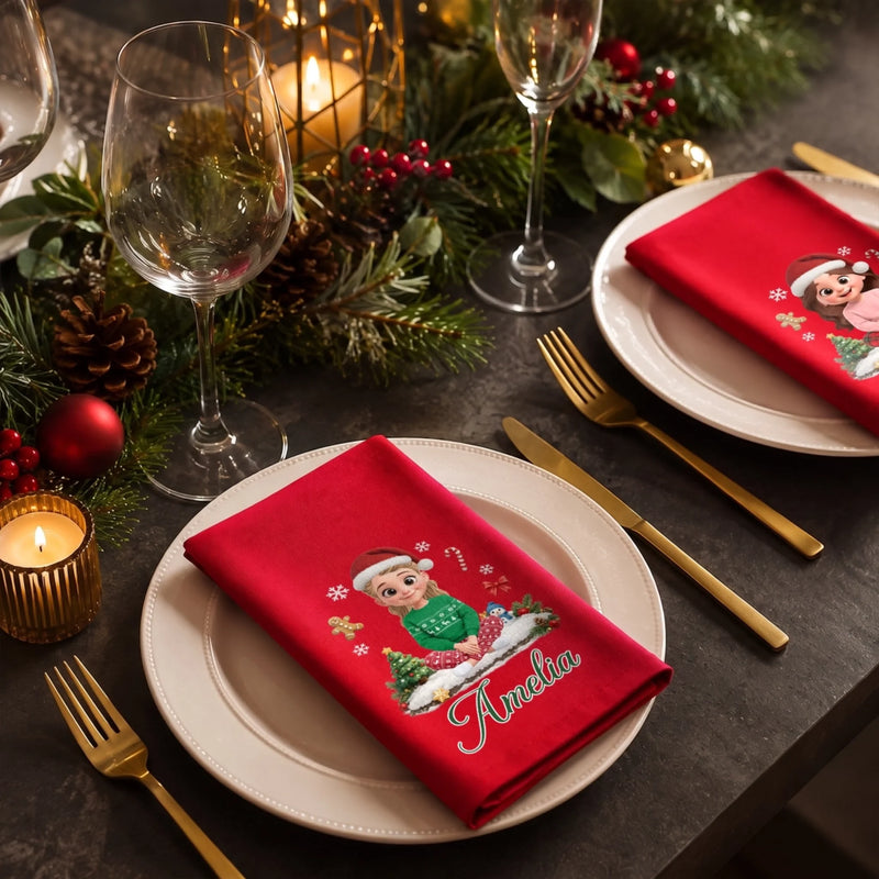 Custom Cotton Napkin - Personalized Christmas Birthday Gifts For Mom, Dad, Brother, Sister - Making Merry Memories