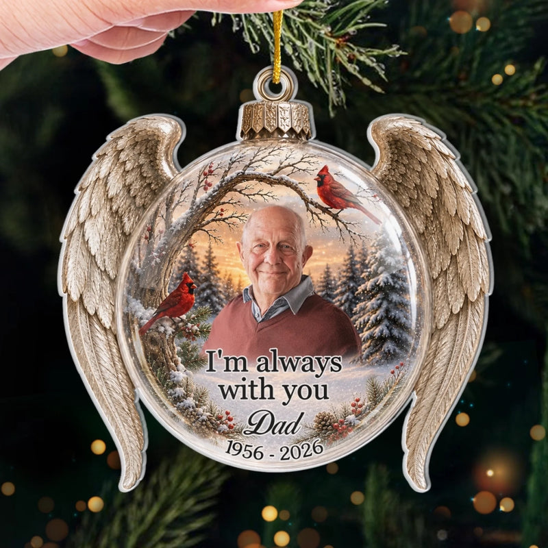 Custom Photo Acrylic Ornament - Personalized Christmas Memorial Sympathy Gifts For Loss Of Mom, Dad - United By Love