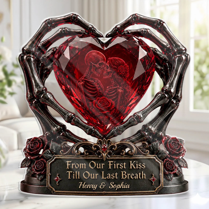Custom Gothic Skeleton Acrylic Plaque - Personalized Halloween Decor, Anniversary Wedding Gifts For Husband And Wife, Him And Her - Together For Eternal Life Always