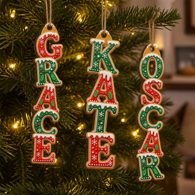 Custom Letter Wooden Ornament - Personalized Christmas Birthday Gifts For Mom, Dad, Brother, Sister - Gathered For Holiday Cheer