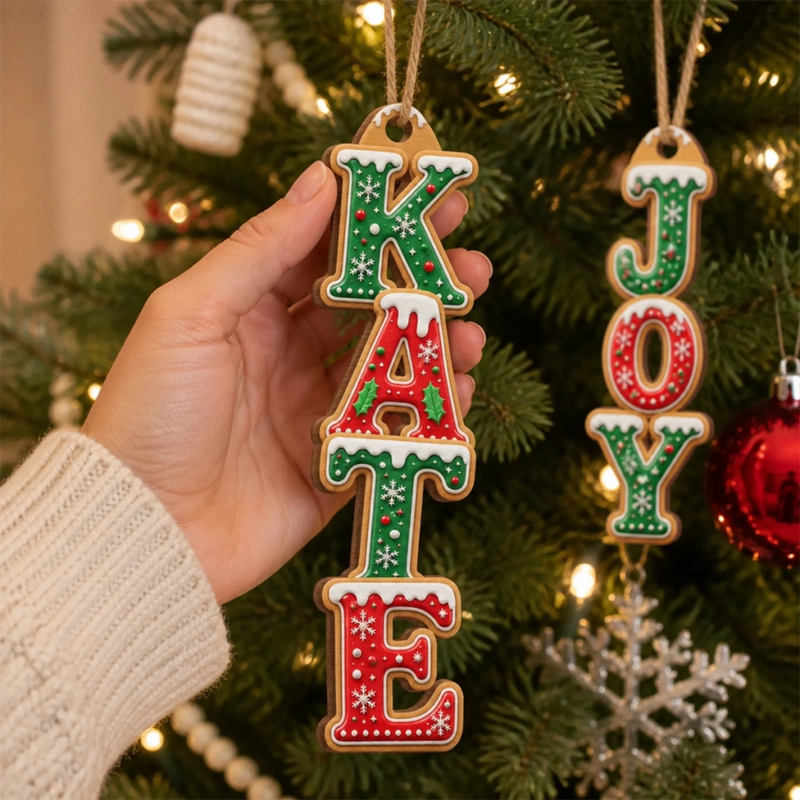 Custom Letter Wooden Ornament - Personalized Christmas Birthday Gifts For Mom, Dad, Brother, Sister - Gathered For Holiday Cheer