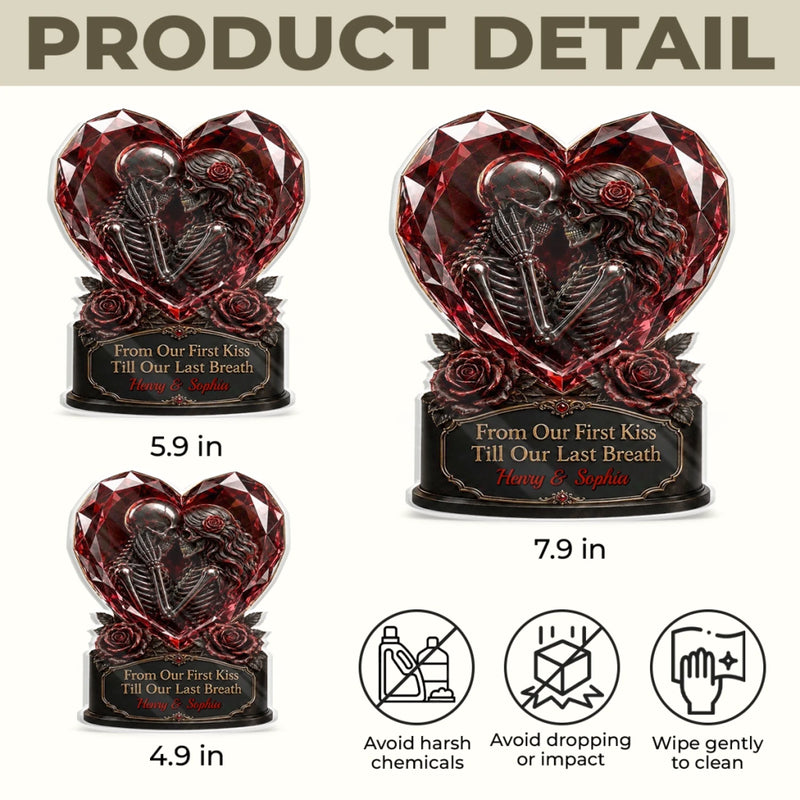 Custom Gothic Skeleton Acrylic Plaque - Personalized Halloween Decor, Anniversary Wedding Gifts For Husband And Wife, Him And Her - Dark And Beautiful Love Moments