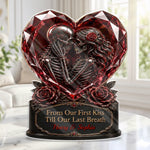 Custom Gothic Skeleton Acrylic Plaque - Personalized Halloween Decor, Anniversary Wedding Gifts For Husband And Wife, Him And Her - Dark And Beautiful Love Moments